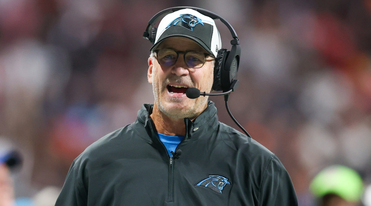 Panthers coach Frank Reich on the sideline